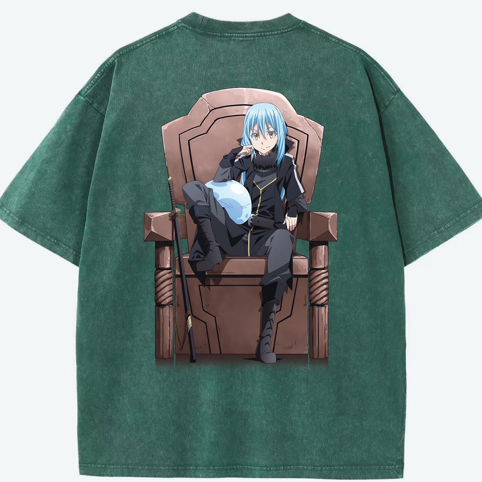 （画像用） 転スラ Regarding Reincarnated to Slime 綿100% ヴィンテージ風 半袖Tシャツ（背面プリント）